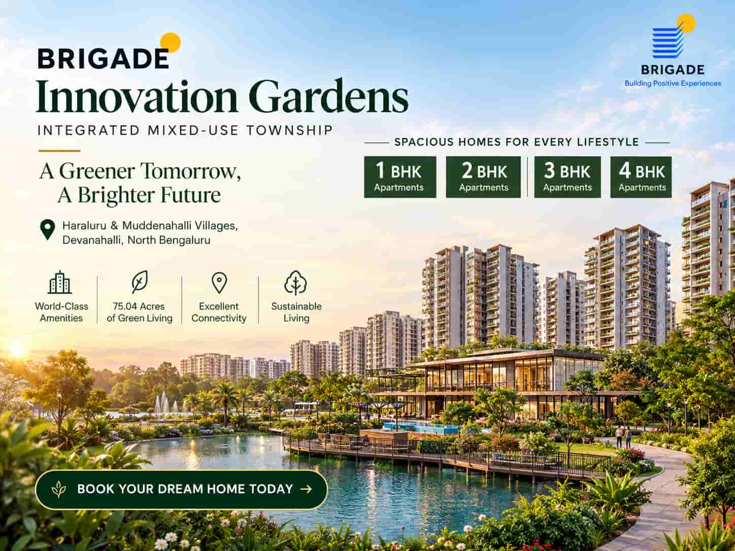 Brigade Innovation Gardens integrated township in Devanahalli, North Bengaluru